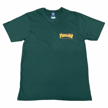 Camiseta Thrasher Flame Logo Button Verde
